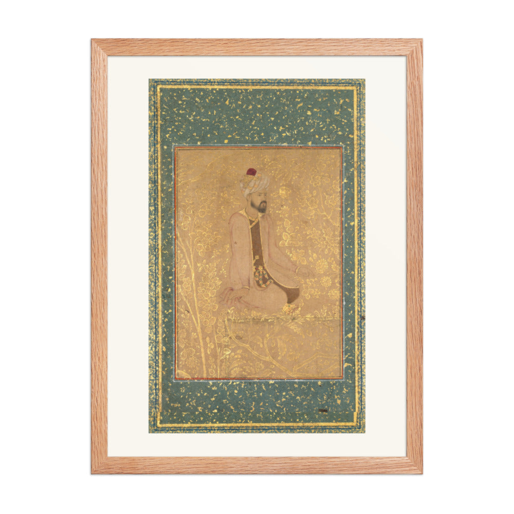 Seated Scholar, Border Fragment from the Teheran/Berlin album — Restored Mughal Wall Art — view 3
