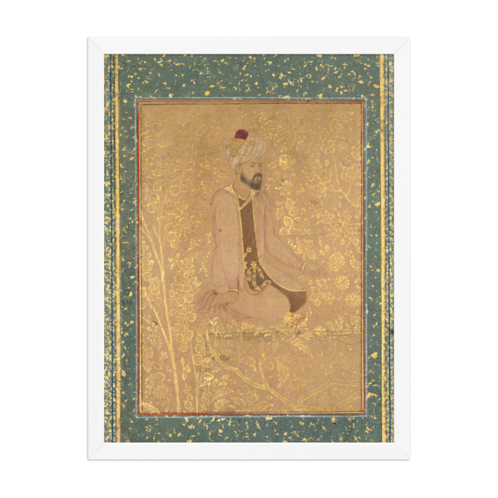 Seated Scholar, Border Fragment from the Teheran/Berlin album — Restored Mughal Wall Art — view 5