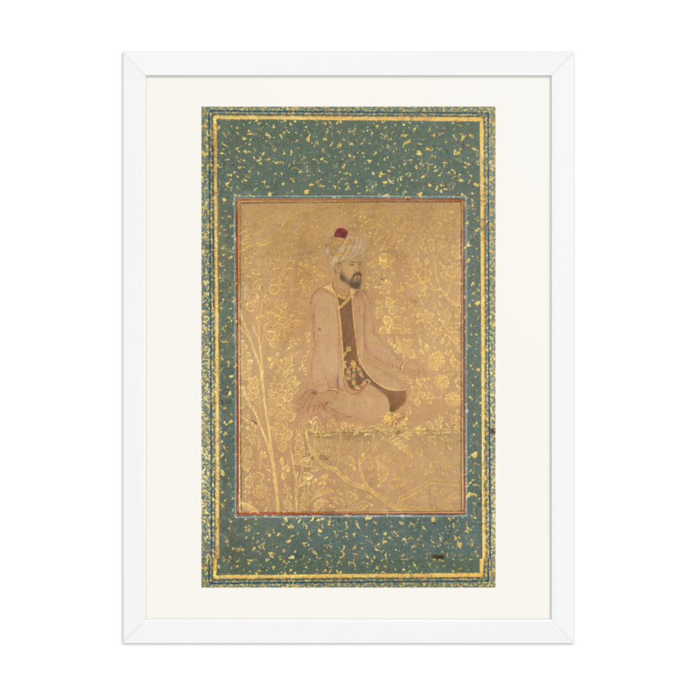 Seated Scholar, Border Fragment from the Teheran/Berlin album — Restored Mughal Wall Art — view 5