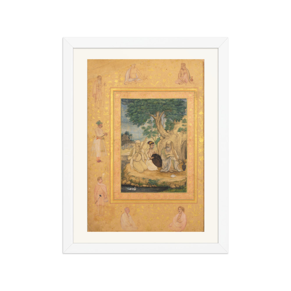 Prince and Ascetics, by Govardhan, from the Late Shah Jahan Album — Restored Mughal Wall Art — view 6