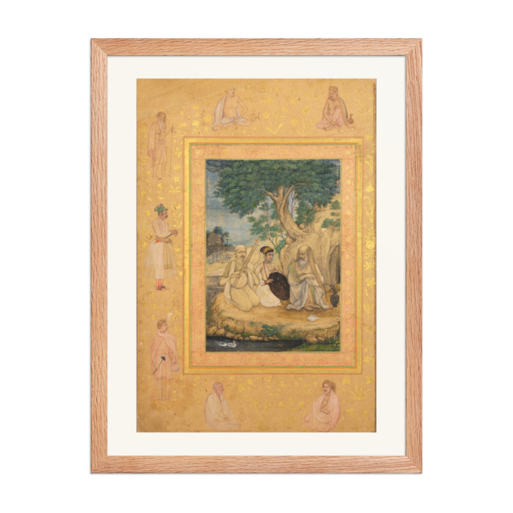 Prince and Ascetics, by Govardhan, from the Late Shah Jahan Album — Restored Mughal Wall Art — view 3