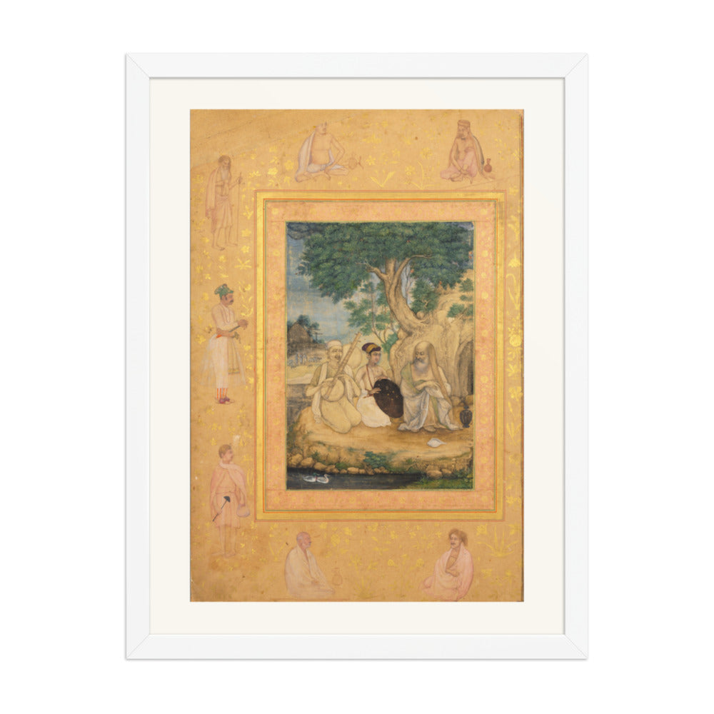 Prince and Ascetics, by Govardhan, from the Late Shah Jahan Album — Restored Mughal Wall Art — view 5