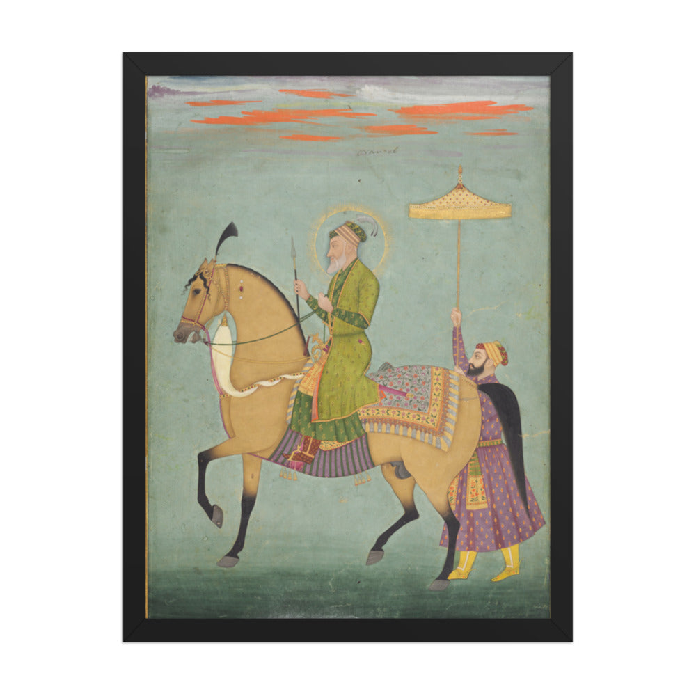 The Emperor Alamgir (reigned 1658–1707) on Horseback — Restored Mughal Wall Art — view 1