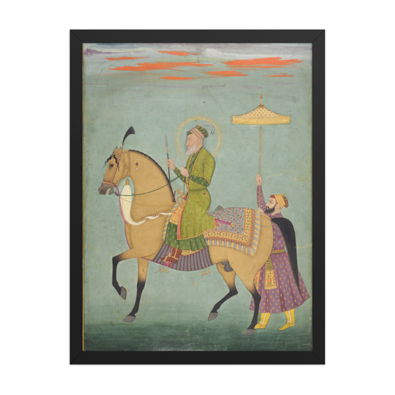 The Emperor Alamgir (reigned 1658–1707) on Horseback — Restored Mughal Wall Art