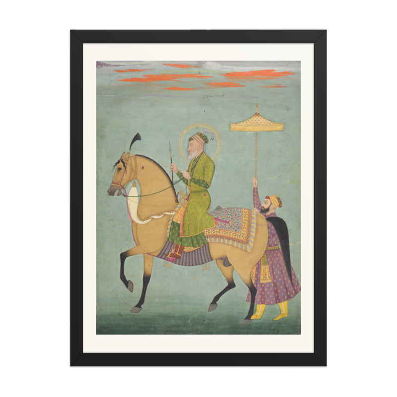 The Emperor Alamgir (reigned 1658–1707) on Horseback — Restored Mughal Wall Art