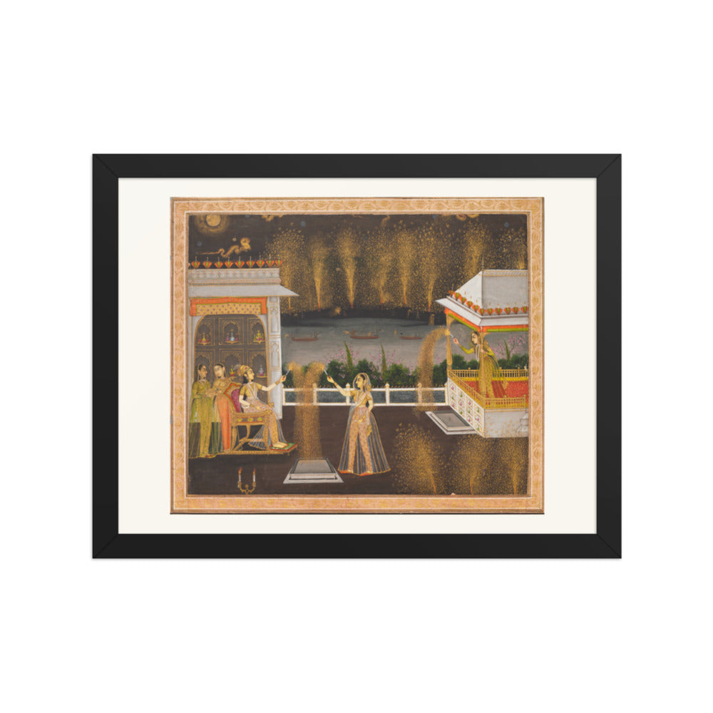 Royal Women Celebrating Diwali — Restored Indian Wall Art — view 2