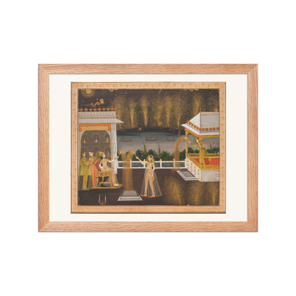 Royal Women Celebrating Diwali — Restored Indian Wall Art — view 4