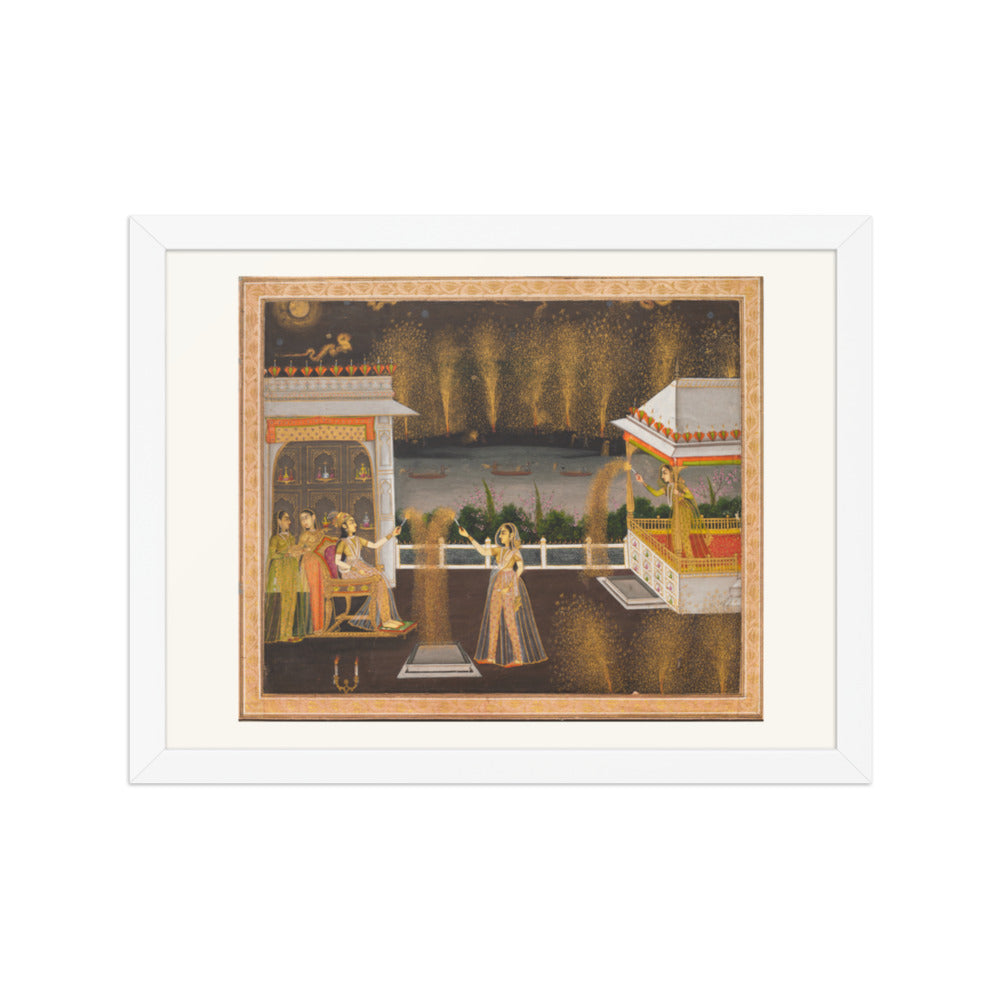 Royal Women Celebrating Diwali — Restored Indian Wall Art — view 6