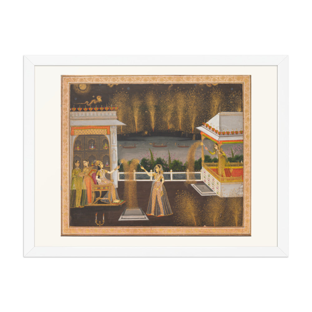 Royal Women Celebrating Diwali — Restored Indian Wall Art — view 5