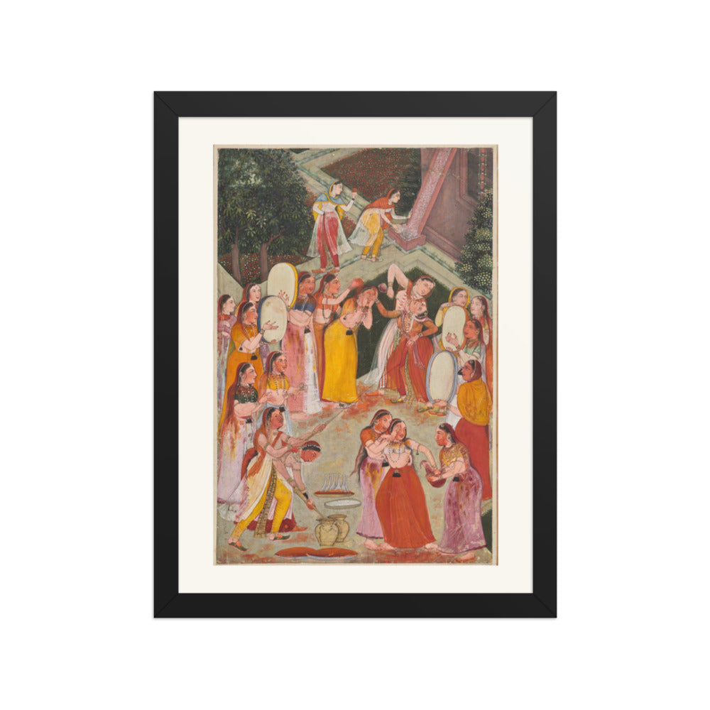 Girls Spraying Each Other at Holi — Restored Rajput Wall Art — view 2