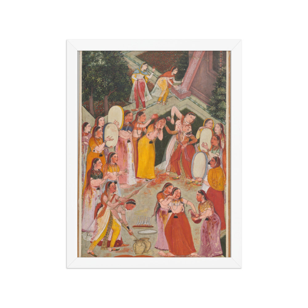 Girls Spraying Each Other at Holi — Restored Rajput Wall Art — view 6