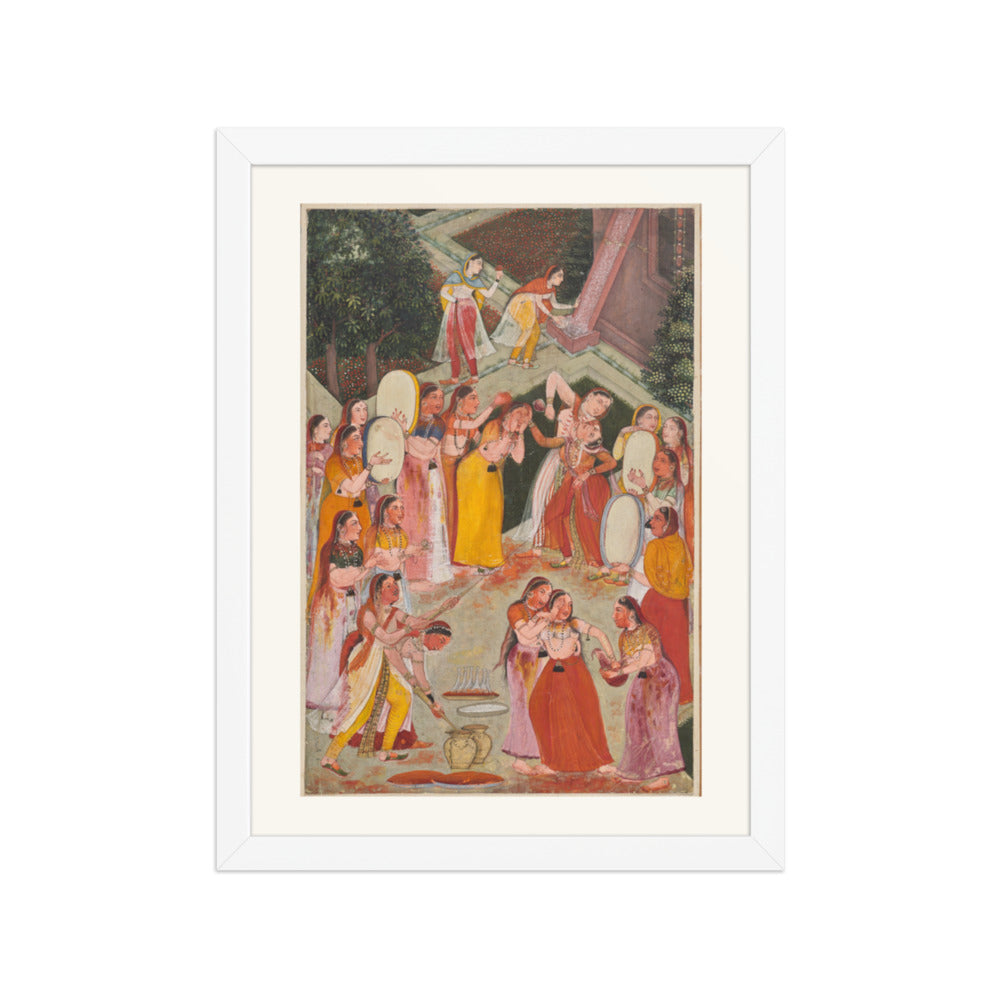 Girls Spraying Each Other at Holi — Restored Rajput Wall Art — view 6