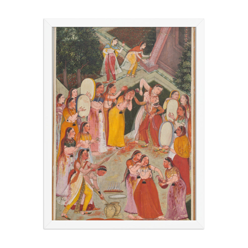 Girls Spraying Each Other at Holi — Restored Rajput Wall Art — view 5