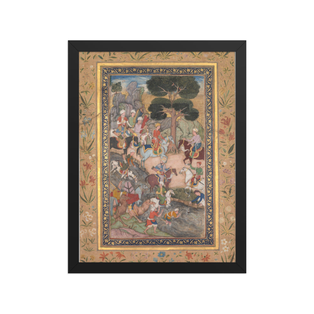 Babur meeting with Sultan Ali Mirza at the Kohik — Restored Mughal Wall Art — view 2
