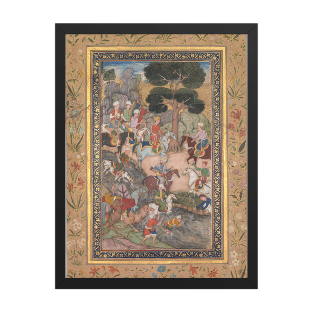 Babur meeting with Sultan Ali Mirza at the Kohik — Restored Mughal Wall Art — view 1