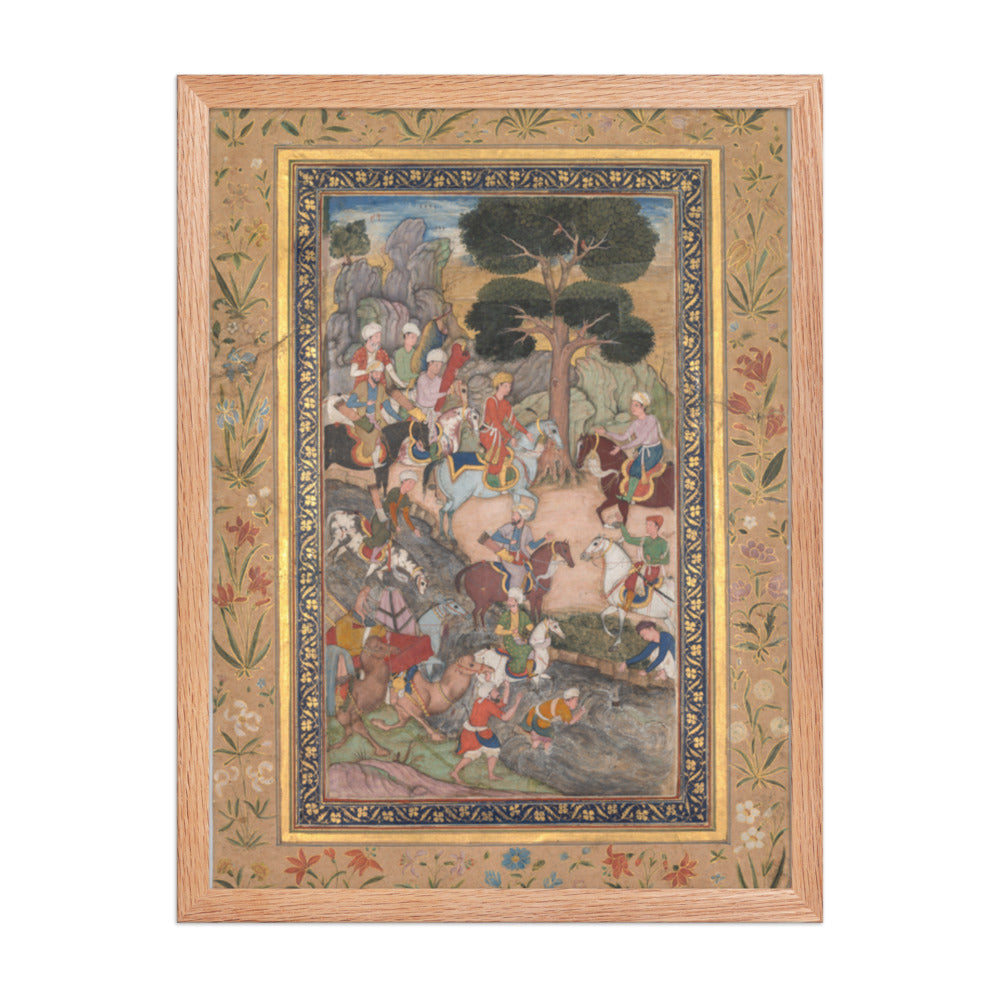 Babur meeting with Sultan Ali Mirza at the Kohik — Restored Mughal Wall Art — view 3