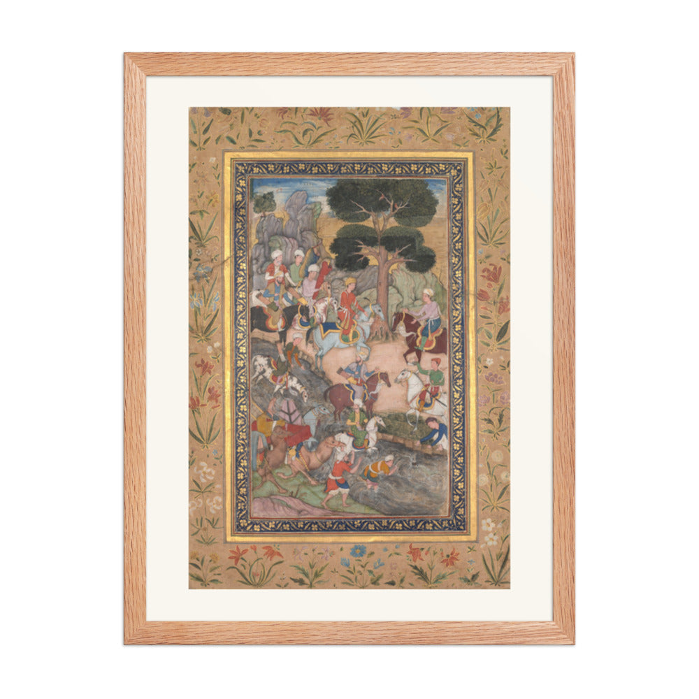 Babur meeting with Sultan Ali Mirza at the Kohik — Restored Mughal Wall Art — view 3