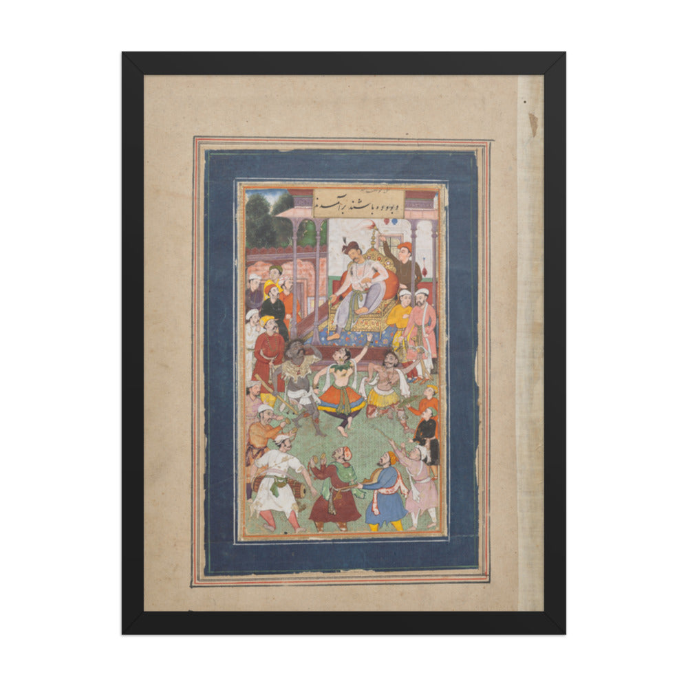 Grotesque Dancers Performing — Restored Mughal Wall Art — view 1