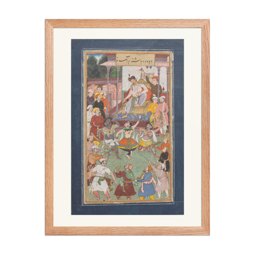 Grotesque Dancers Performing — Restored Mughal Wall Art — view 3