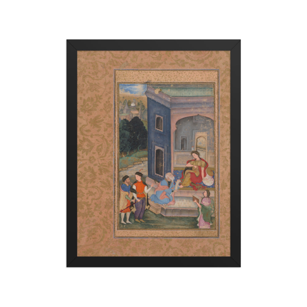 European Costume Scene — Restored Mughal Wall Art — view 2