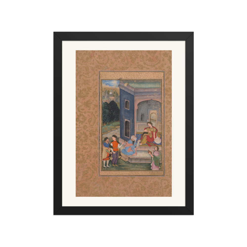 European Costume Scene — Restored Mughal Wall Art — view 2