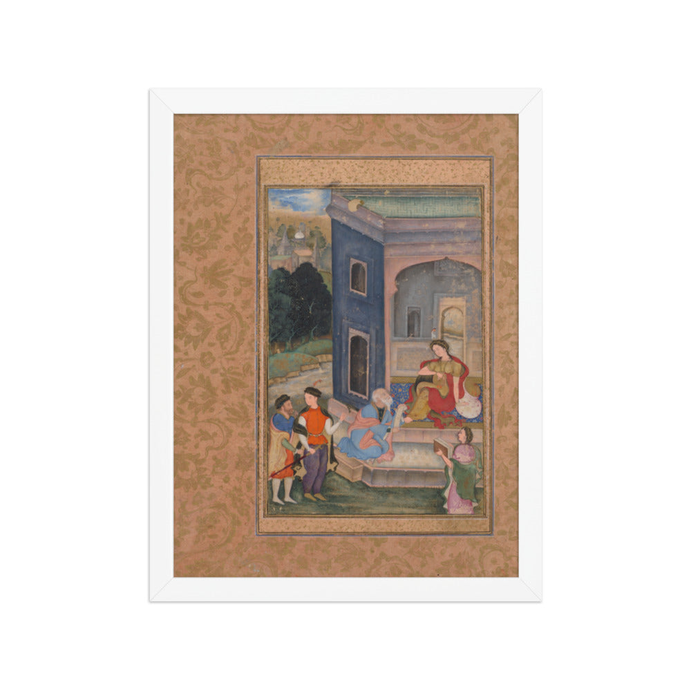 European Costume Scene — Restored Mughal Wall Art — view 6
