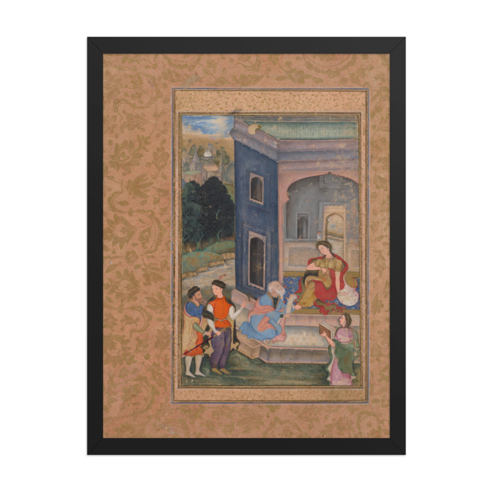 European Costume Scene — Restored Mughal Wall Art — view 1