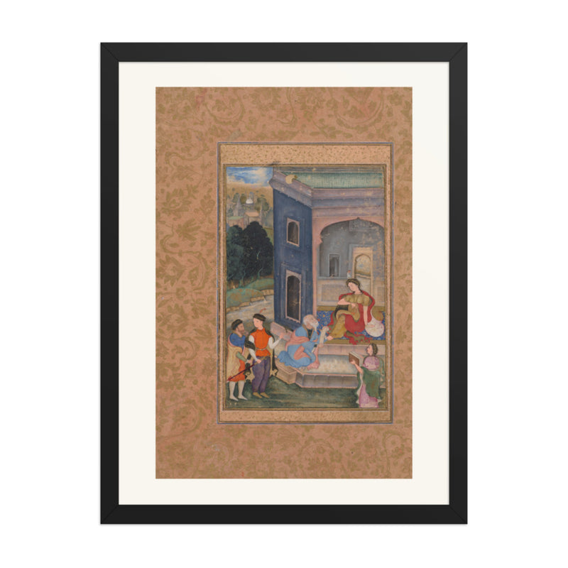 European Costume Scene — Restored Mughal Wall Art