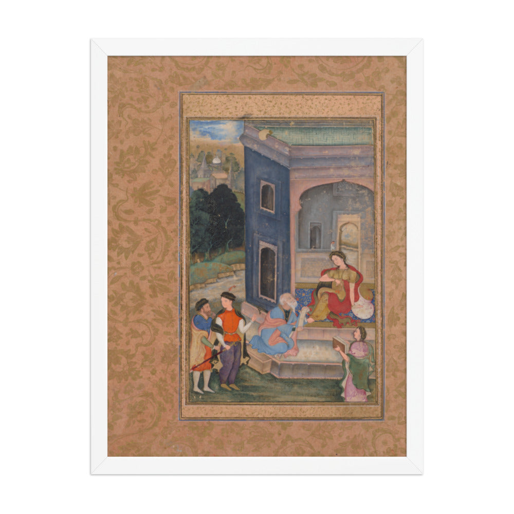 European Costume Scene — Restored Mughal Wall Art — view 5