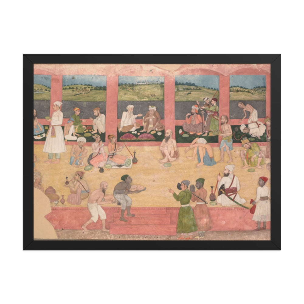 Opium Smokers Served Fruit and Bread — Restored Mughal Wall Art — view 1
