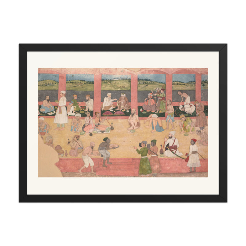 Opium Smokers Served Fruit and Bread — Restored Mughal Wall Art