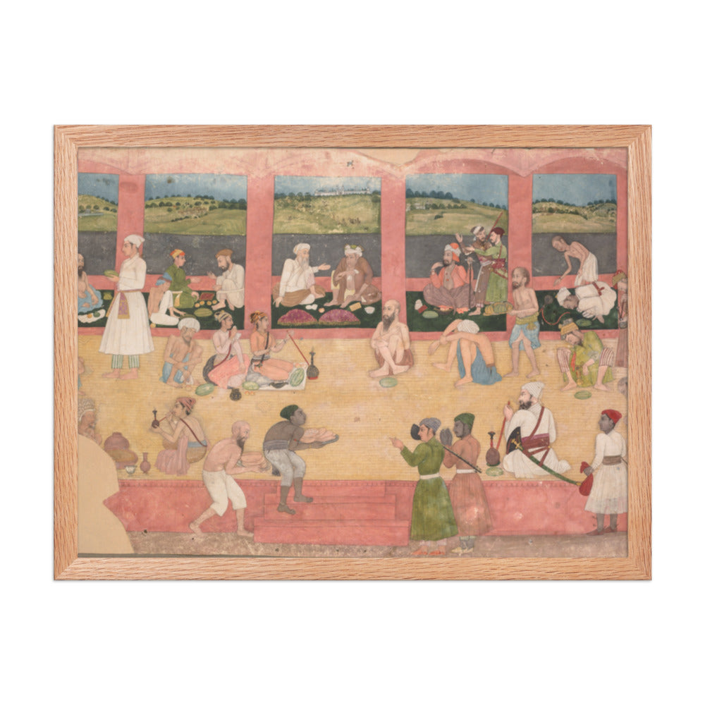 Opium Smokers Served Fruit and Bread — Restored Mughal Wall Art — view 3