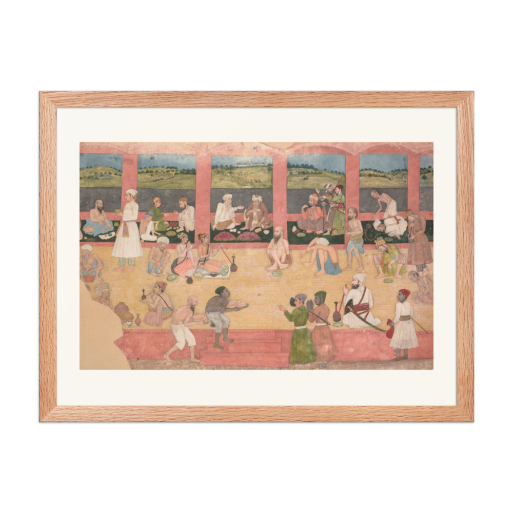 Opium Smokers Served Fruit and Bread — Restored Mughal Wall Art — view 3