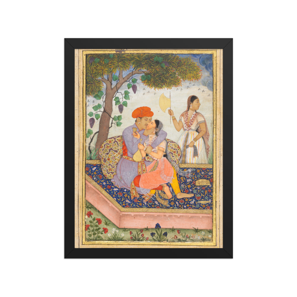 Lovers Embracing — Restored Mughal Wall Art — view 2
