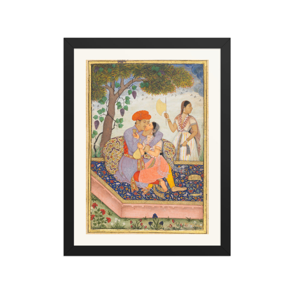 Lovers Embracing — Restored Mughal Wall Art — view 4