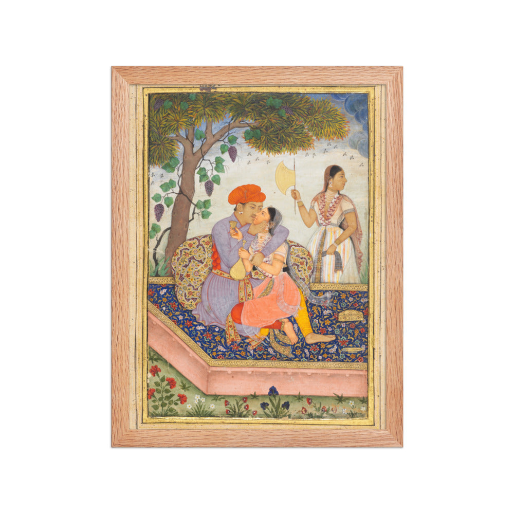Lovers Embracing — Restored Mughal Wall Art — view 4