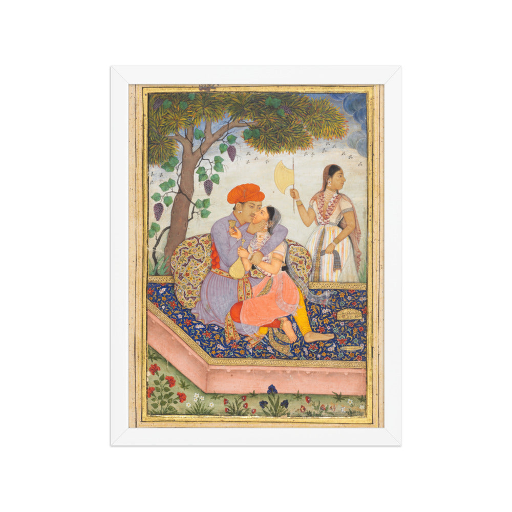 Lovers Embracing — Restored Mughal Wall Art — view 6