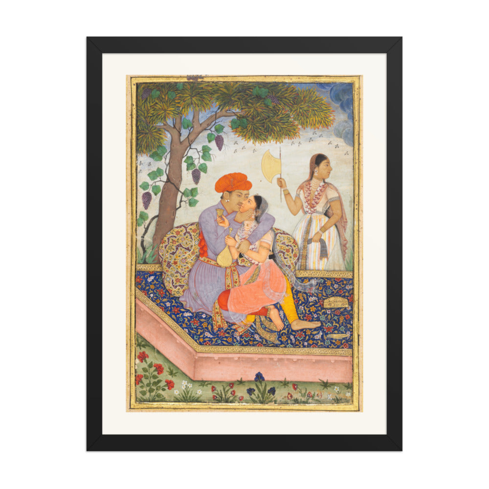 Lovers Embracing — Restored Mughal Wall Art — view 2