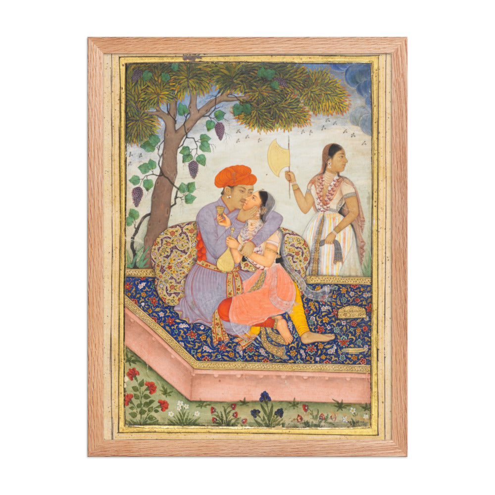 Lovers Embracing — Restored Mughal Wall Art — view 3