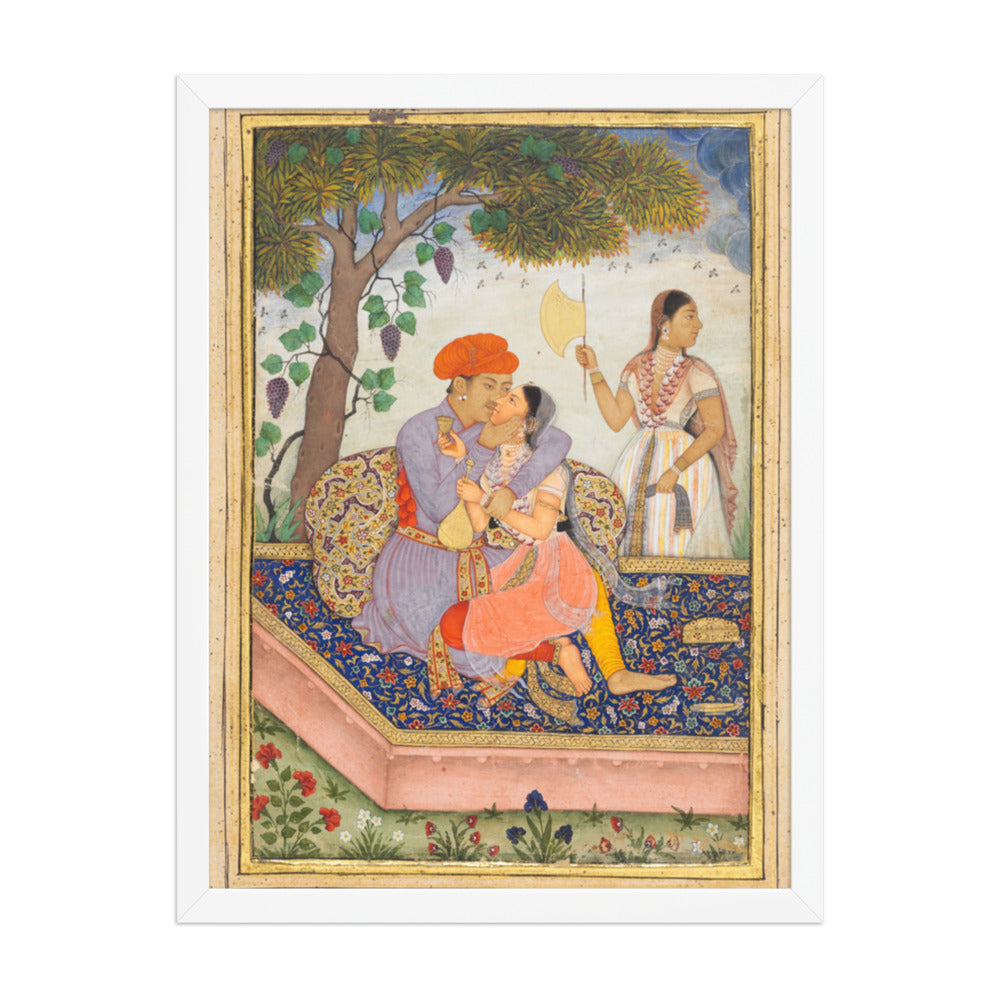 Lovers Embracing — Restored Mughal Wall Art — view 5