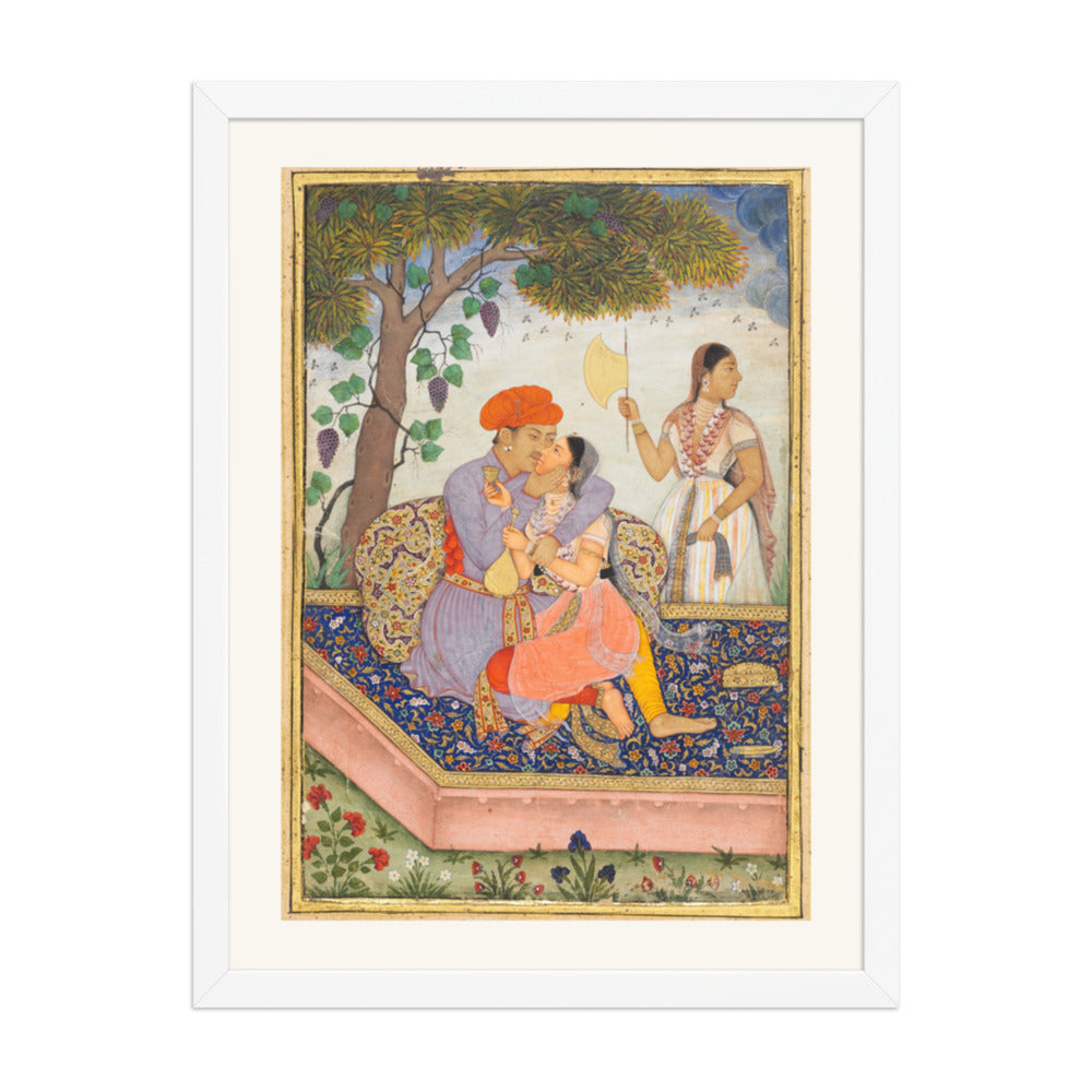 Lovers Embracing — Restored Mughal Wall Art — view 7