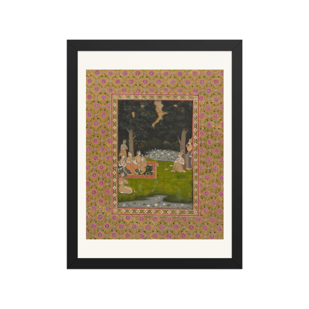 Princely ascetic in the forest visited by ladies — Restored Indian Court Wall Art — view 2