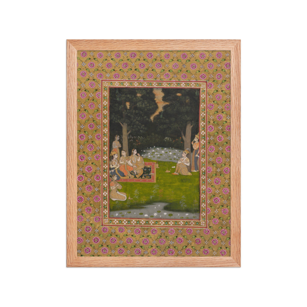 Princely ascetic in the forest visited by ladies — Restored Indian Court Wall Art — view 4