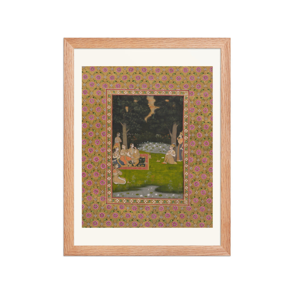 Princely ascetic in the forest visited by ladies — Restored Indian Court Wall Art — view 4