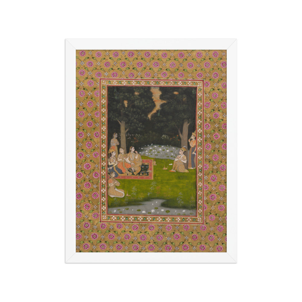 Princely ascetic in the forest visited by ladies — Restored Indian Court Wall Art — view 6