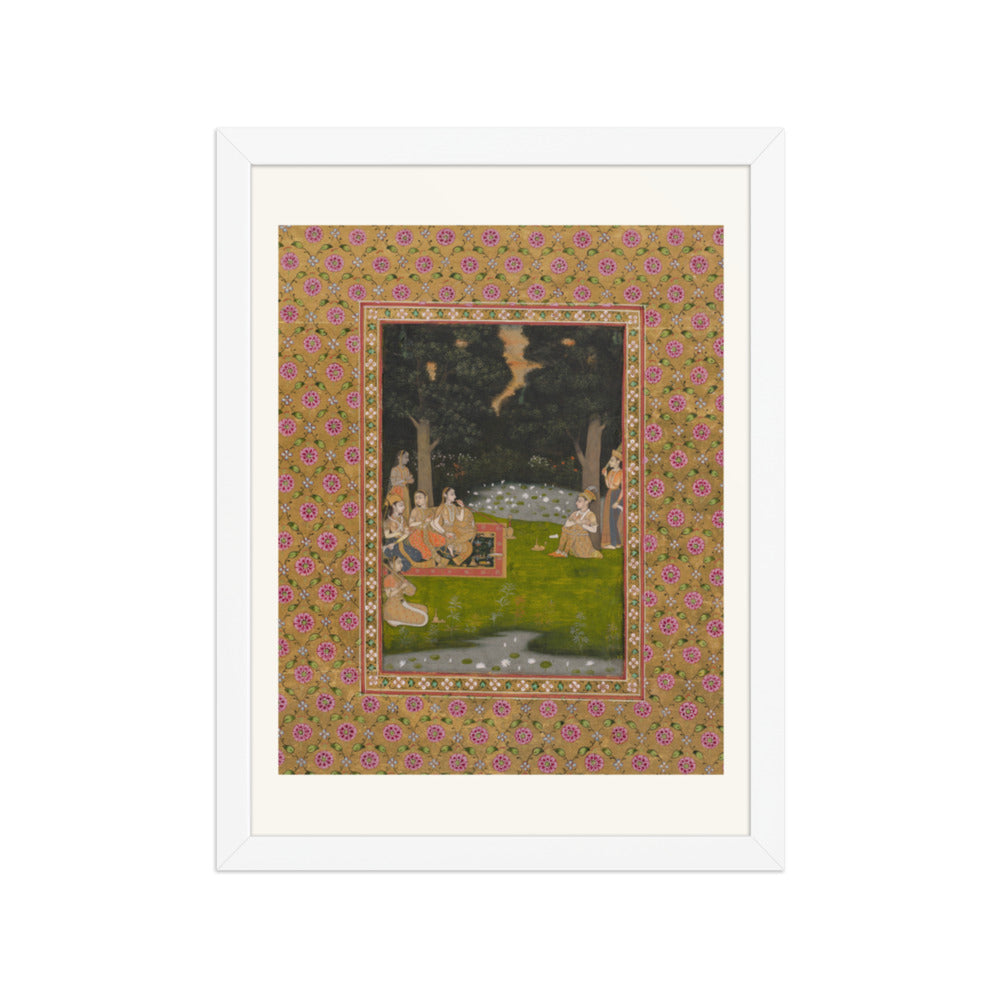 Princely ascetic in the forest visited by ladies — Restored Indian Court Wall Art — view 6