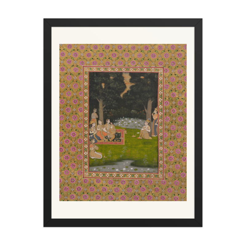 Princely ascetic in the forest visited by ladies — Restored Indian Court Wall Art