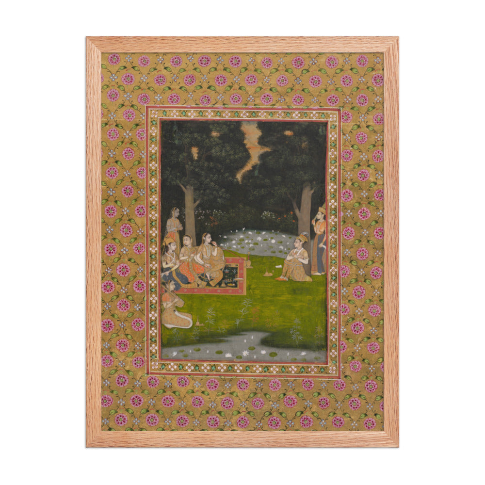 Princely ascetic in the forest visited by ladies — Restored Indian Court Wall Art — view 3