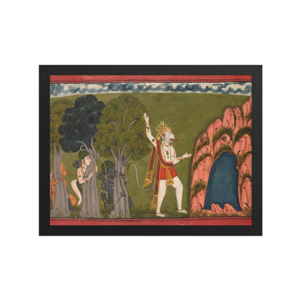 Sugriva challenges his brother Vali, King of the Forest — Restored Pahari Wall Art — view 2