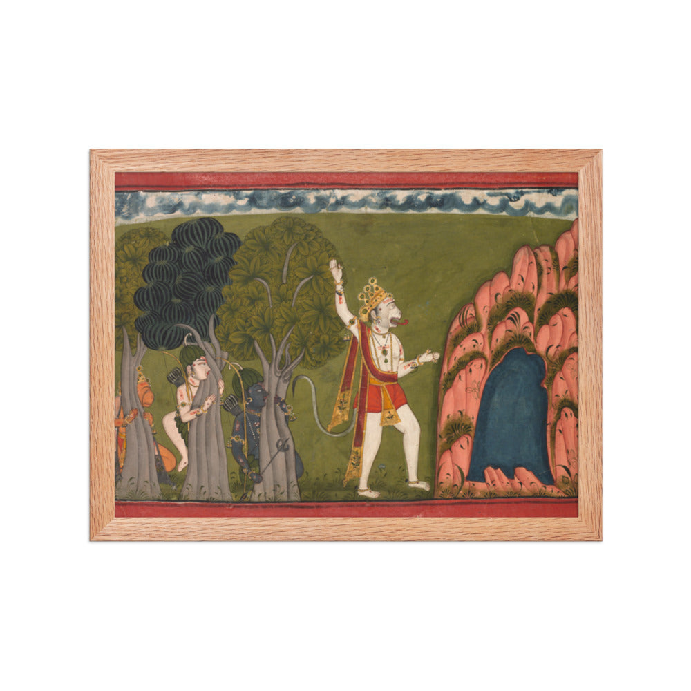 Sugriva challenges his brother Vali, King of the Forest — Restored Pahari Wall Art — view 4